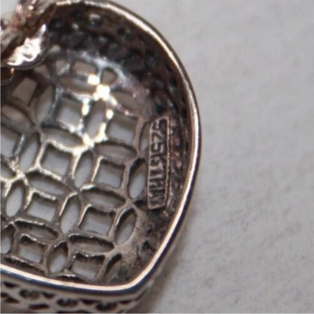 Sterling Silver Heart Earrings woven pattern - Picture 3 of 3